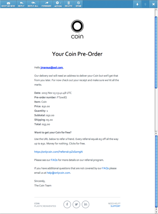 Pre-Order email