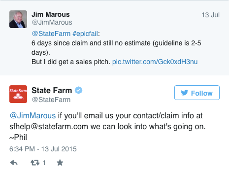 State Farm Response 1 Twitter