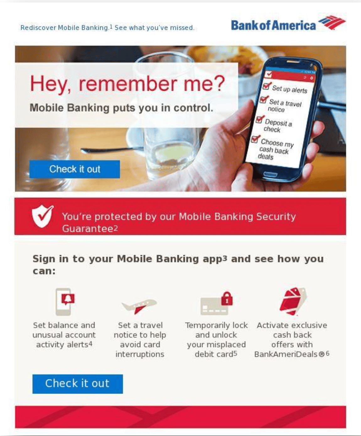 Picture of Bank of America Mobile Banking Usage Email
