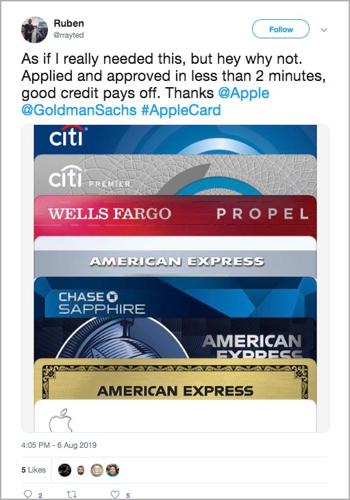 Apple Card tweet quick approval