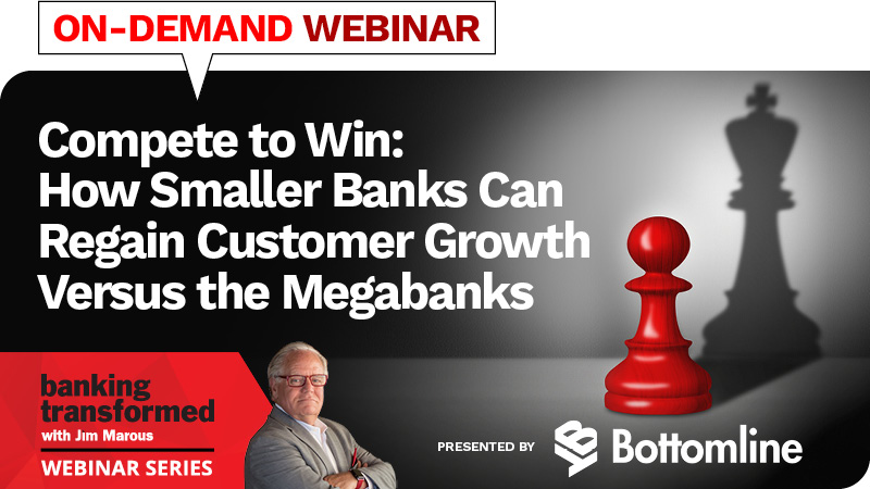 Picture of webinar with Bottomline on how smaller banks can beat the megabanks