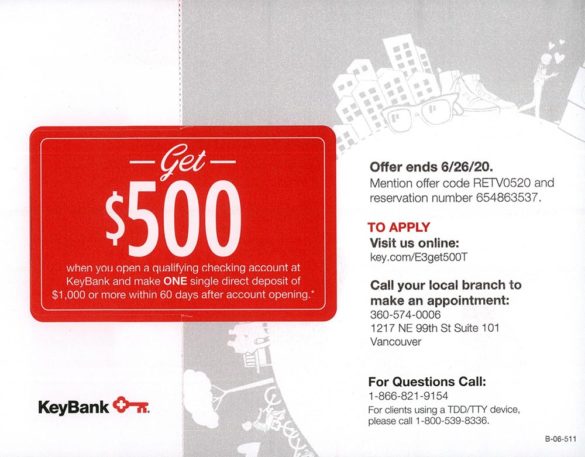 Key Bank 500 dollar offer