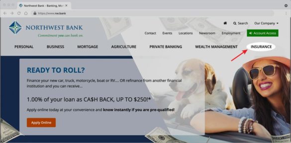 Northwest Bank website offers insurance