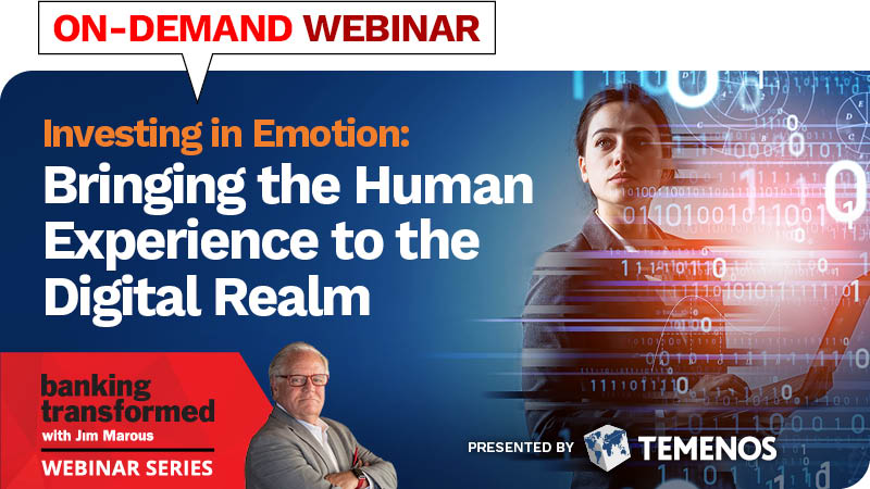 Picture of banking webinar with Temenos on how banks can bring the human experience to digital using an investment in emotion