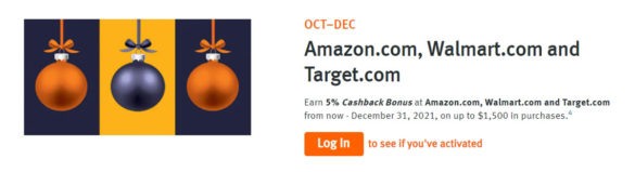 Discover Amazon Walmart Target holiday cash back