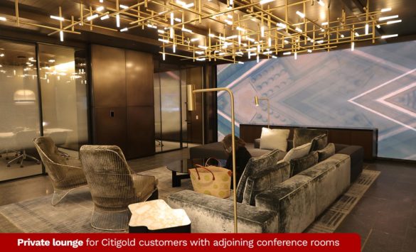 Private lounge for Citigold customers with adjoining conference rooms