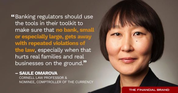 Saule Omarova no bank gets away with repeated violations of the law quote