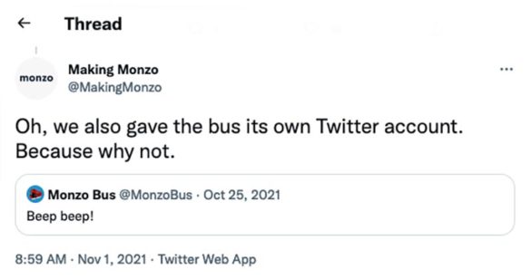 Monzo bus Twitter account