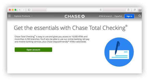 Chase checking account online intro