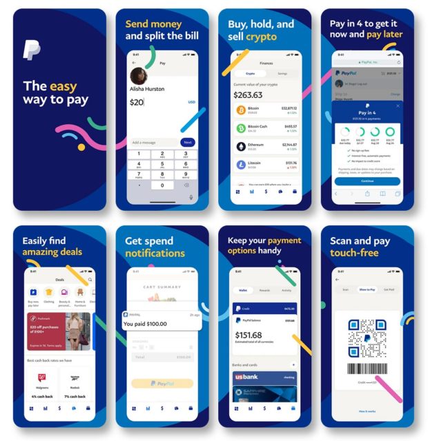 PayPal super app mobile screens