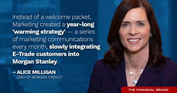 Alice Milligan warming strategy marketing communications every month E Trade Morgan Stanley quote