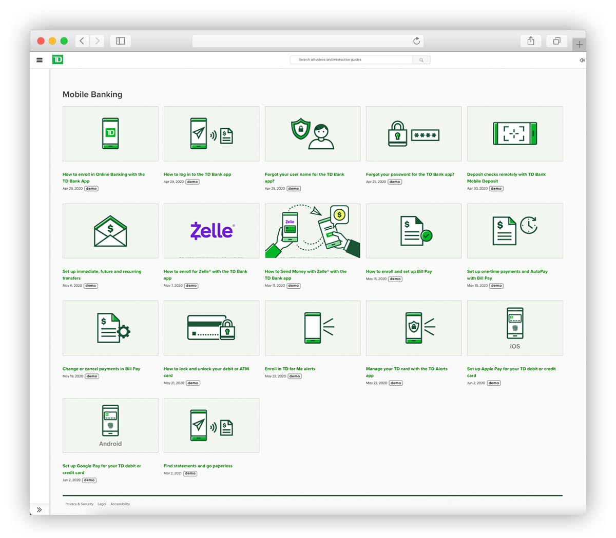 How to access the direct deposit form on the TD app