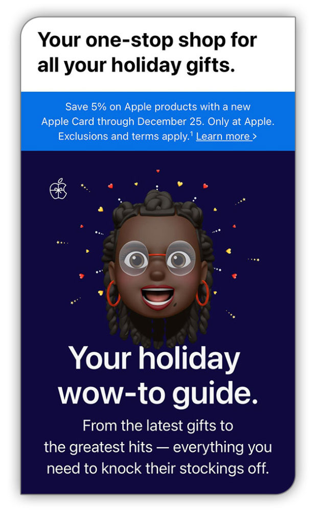 Apple holiday credit ad one-stop for holiday gifts
