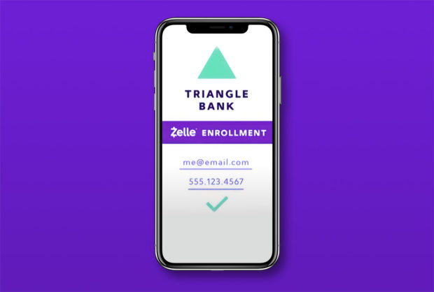 Zelle enrollment mobile screen is fast and easy