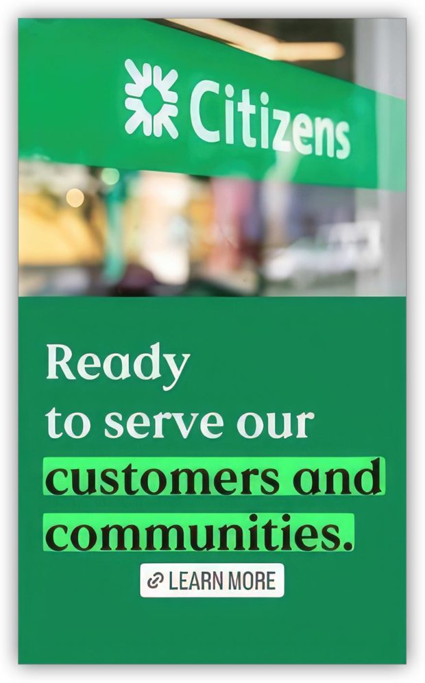 Citizens Bank Instagram post announcing that they are ready to serve their customers and communities