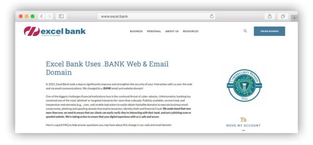 excel bank used bank web and email domain webpage