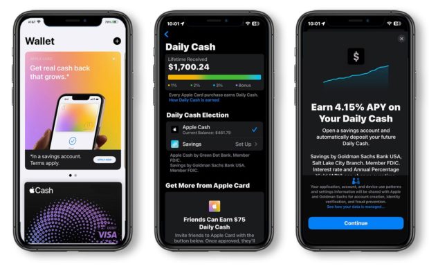 Apple savings promotion screens wallet daily cash apy