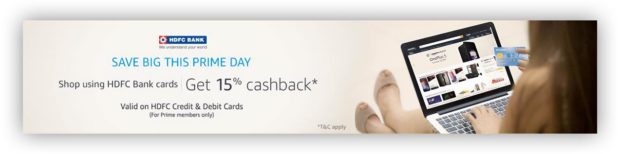 Ad HDFC Bank Amazon Prime Day cash back rewards