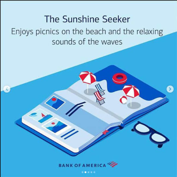 Bank of America Instagram campaign Sunshine Seeker vacationer