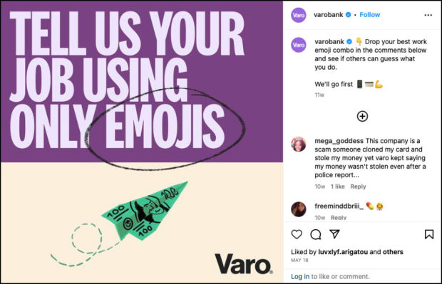 Varo Instagram tell us using only emojis meme
