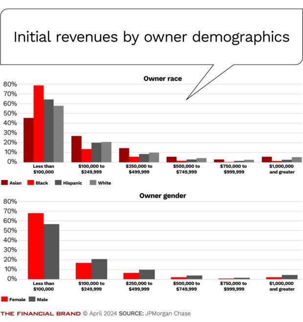 chart showing the initial revenues by owner demogrpahics